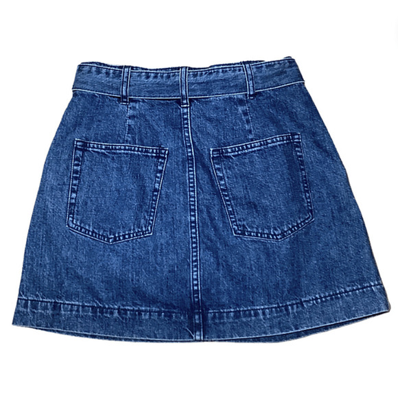 Free People Jade Denim Belted Pleat Front Skirt w/Pockets Indigo Blue SZ 26 NWT - Picture 5 of 11